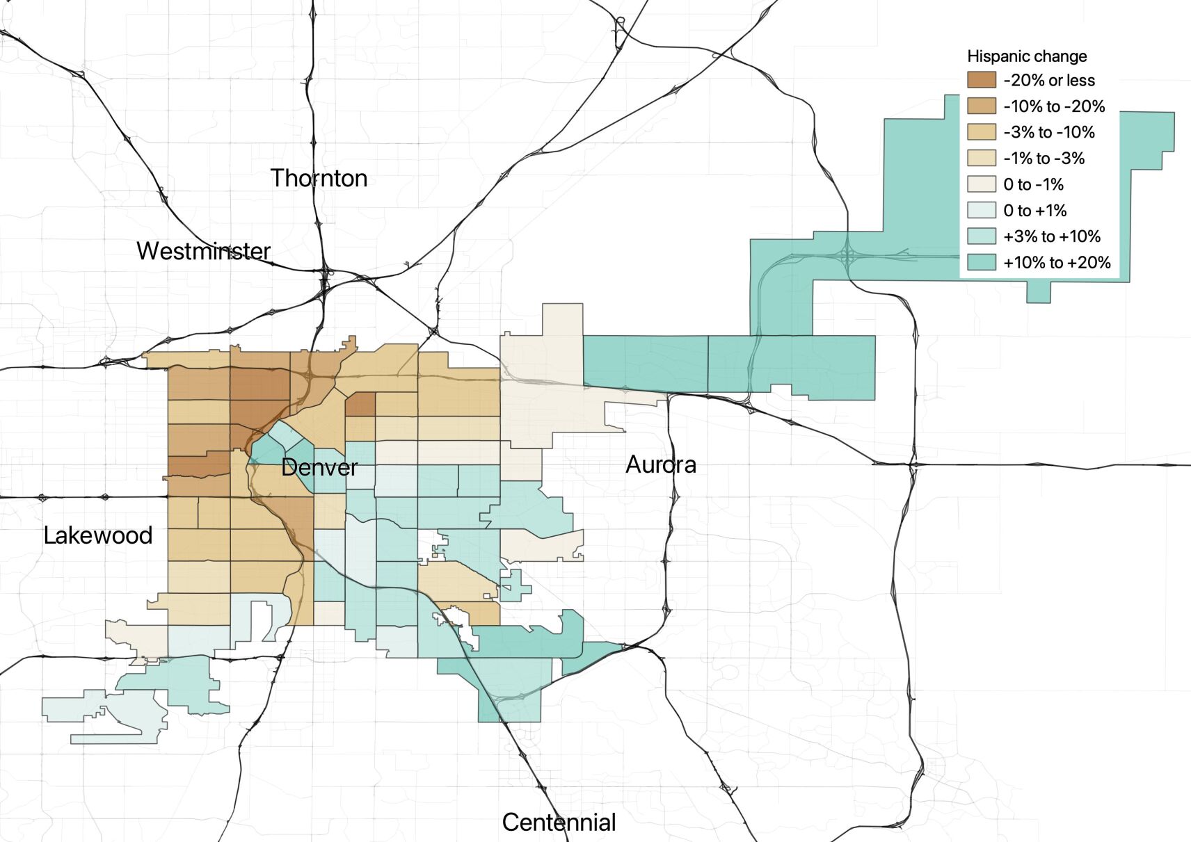2020 Census Denver Hispanic change (copy)